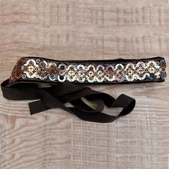 Vintage PRADA Embellished Sequin Velvet Belt Fall 2004 Runway - Picture 1 of 8